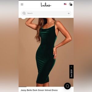 Lulus Dark green velvet dress
